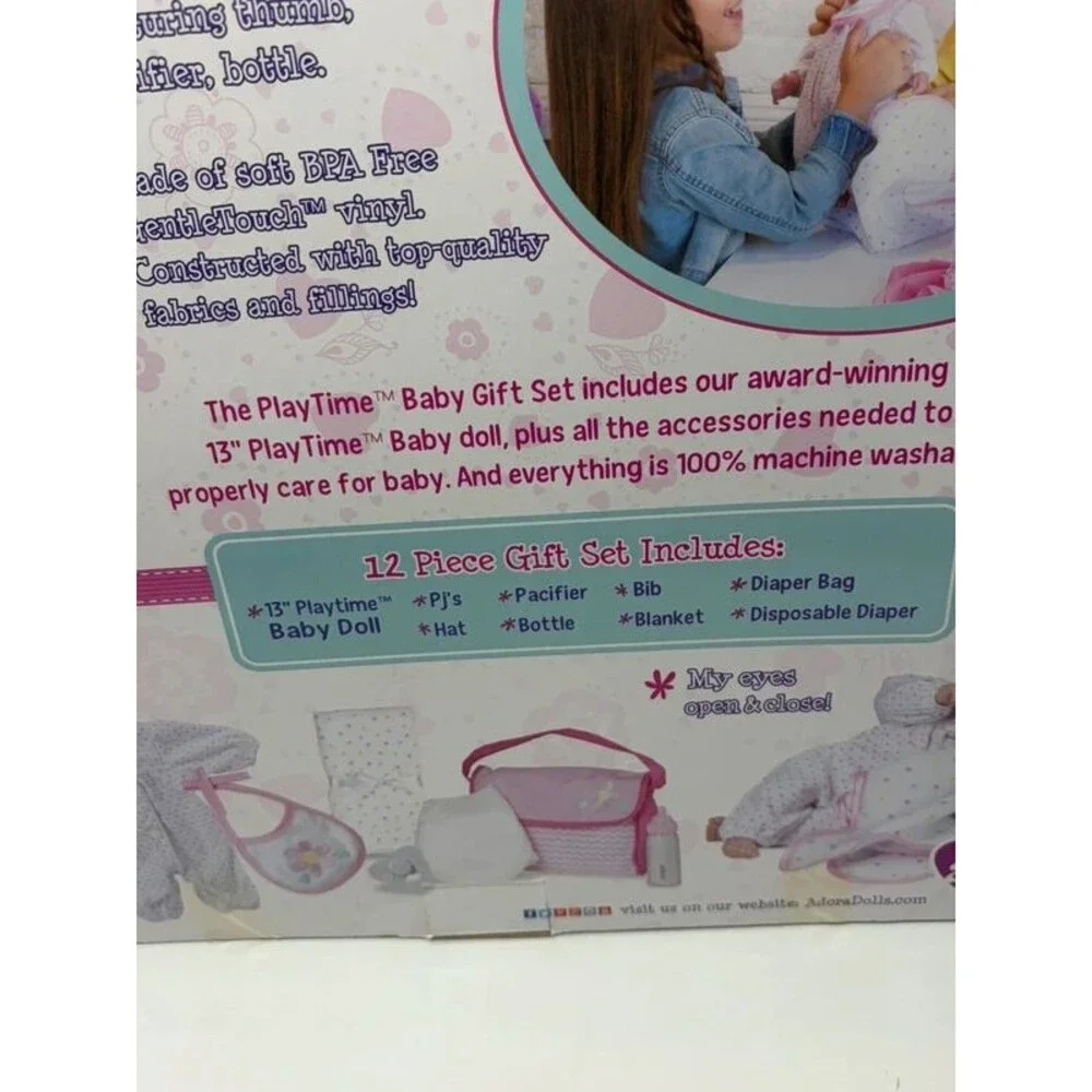 Adore play time baby 12 piece gift set doll bottle and more new open box